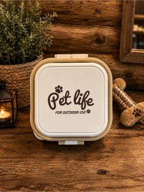 Pet Life Outdoor Travel Pet Bowl - Cream and Tan